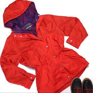 LAUREN RALPH LAUREN Red Zip Rain Jacket Sz Small